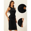 Allegra K Women's Ribbed Round Neck Cut Out Waist Side Slit Tank Sleeveless Maxi Dress - 2 of 4