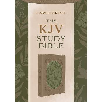 The KJV Study Bible, Large Print [Olive Branches] - by  Compiled by Barbour Staff & Christopher D Hudson (Leather Bound)