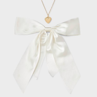 Bow Hair Clip and Necklace with Heart Charm Set 2 pc - Wild Fable™ Ivory