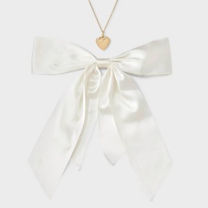 Bow Hair Clip and Necklace with Heart Charm Set 2 pc - Wild Fable™ Ivory - 1 of 4