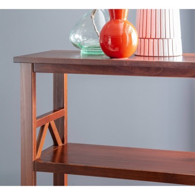 Antique Tobacco Brown 54'' Solid Pine Wood 4-Shelf Bookcase