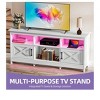 White TV Stand for 65 Inch TVs, Farmhouse LED Entertainment Center with Cabinets, Power Outlet, Media Console for Living Room - 4 of 4