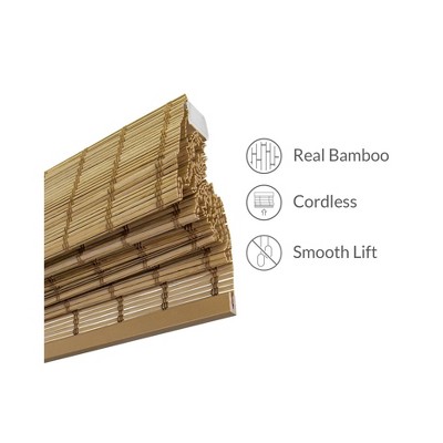 23" x 64" Deer Brown Bamboo Cordless Roman Shade