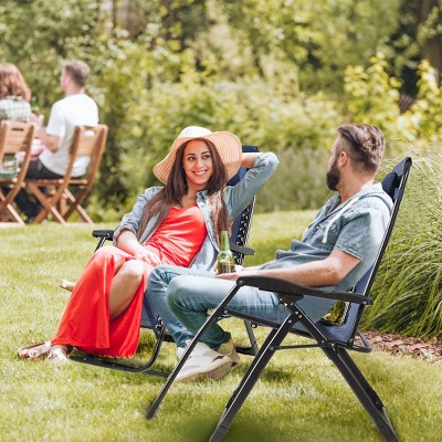Set of 2 Blue Steel Zero Gravity Recliner Chairs