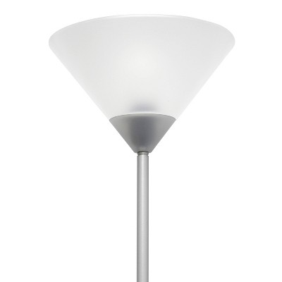 Sleek Silver Torchiere 17" Floor Lamp with White Cone Shade