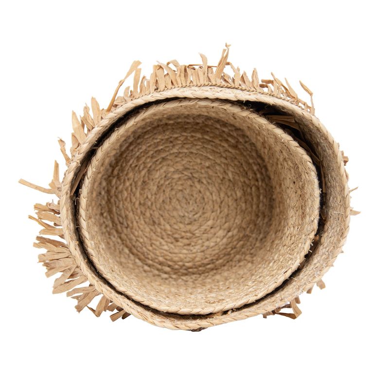 Set of 2 Natural Woven Natural Seagrass & Faux Raffia Basket - Foreside Home & Garden, 3 of 9