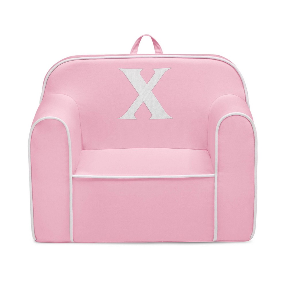 Delta Children Personalized Monogram Cozee Foam Kids' Chair - Customize with Letter X - 18 Months and Up - Pink & White -  88964282