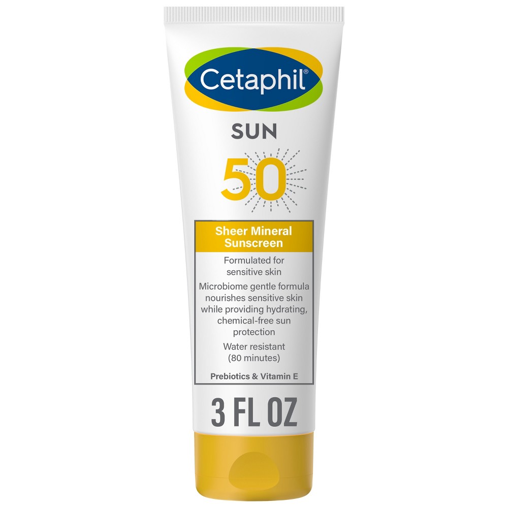 Photos - Cream / Lotion Cetaphil Sheer Mineral Sunscreen for Face & Body - SPF 50 - 3 fl oz 