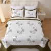 Green Rose 3-Piece Comforter Set Queen Size, Elegant Floral Bedding with 1 Comforter & 2 Pillowcases, Soft, Lightweight & Cozy - 3 of 4