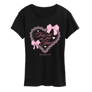 Women's - Instant Message - Trust With All Your Heart Short Sleeve Graphic T-Shirt - 1 of 4