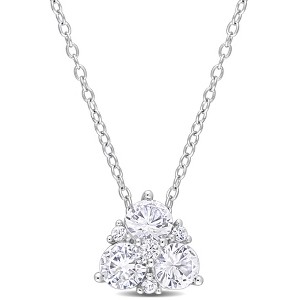 EVERLY JEWELRY | Sterling Silver 1 1/2 CT TGW Created White Sapphire Drop Pendant with Chain, 18 inc - 1 of 4