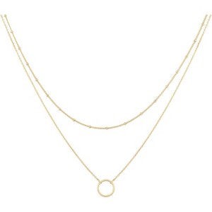 Layered Necklace with Heart & Arrow Pendant, 18k Gold Plated Dainty Choker for Women - 1 of 4