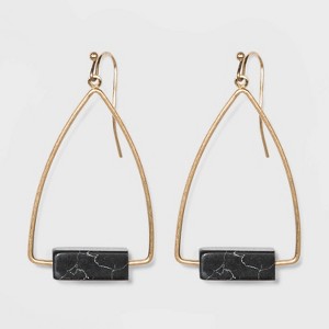 Rectangular Cubed Semi-Precious Black Howlite Drop Earrings - Universal Thread Black, Women