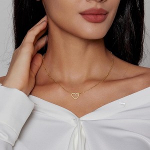 Cute Heart Necklace Dainty 18k Gold Plated Tiny Heart Pendant Choker Necklaces, Small Gold Love Open Heart Chain Necklace for Women - 1 of 4