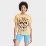 Women's Día de Muertos Sugar Skull Short Sleeve Graphic T-Shirt - Yellow