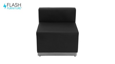 Black LeatherSoft Armless Chair with Stainless Steel Base