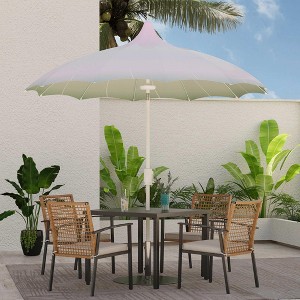 Yardgrace 9ft Outdoor Pagoda Patio Umbrella with Lights, 360° Rotation, Push-Button - 1 of 4
