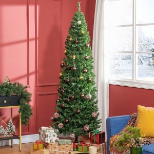 Whisen 7FT Pencil Artificial Christmas Tree with Realistic Branches, 818 Tips - Green - 1 of 4