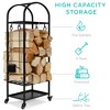 Best Choice Products 4ft 3-Tier Firewood Log Rack, Vertical Wrought Iron Holder for Home w/ 4-Piece Tool Set, Wheels - 4 of 4
