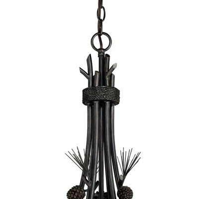 Sierra 31" Bronze Rustic Chandelier with Frosted Glass