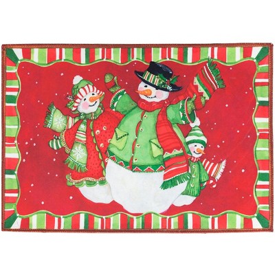 Olivia's Home Cheerful Snow Family Doormat – 22" x 32" Indoor/Outdoor Winter Welcome Mat with Snowman Design