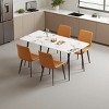 5 PCS Modern Dining Set, Easy to Clean Dining Table with Sintered Stone Top and Metal Legs, Polyester Chairs with Metal Frame-Coolbibila - 3 of 4