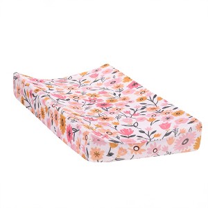 Lambs & Ivy Little Garden Ultra-Soft Pink Minky Floral Baby Changing Pad Cover - 1 of 4