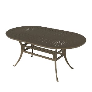 Mondawe 72 in x 42 in Oval Powder Coated Cast Aluminum Outdoor Dining Table with Umbrella Hole - 1 of 4