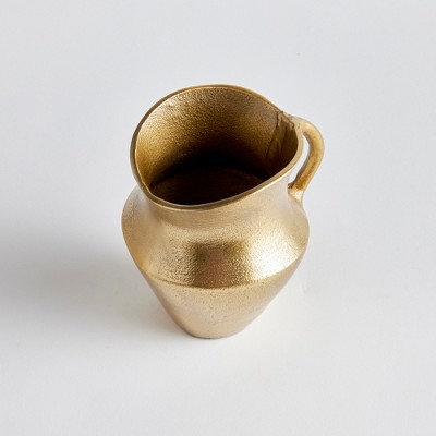 Elaina Small Gold Asymmetrical Aluminum Decorative Pitcher