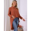 INSPIRE CHIC Women's High Low Long Sleeve Back Keyhole Round Neck Asymmetrical Hem Dressy Casual Blouse - 4 of 4