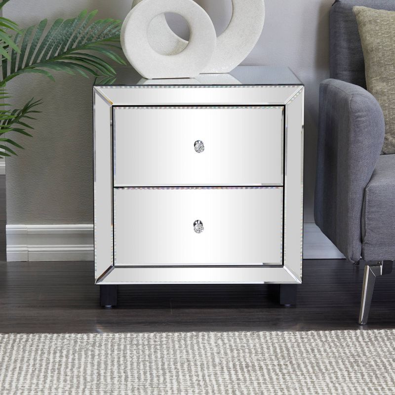 Glam Glass Accent Table with Drawers Silver - Olivia &#38; May, 2 of 8