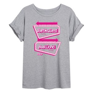 Women's - Barbie - Barbieland Real World This Way Signs Oversized Graphic T-Shirt - 1 of 4
