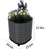 Portable Elevated Planter Box with Reservoirs, Corrosion-Resistant Steel Plant Bed, Wheels, Wave Sides, Indoor/Outdoor, White - 3 of 4