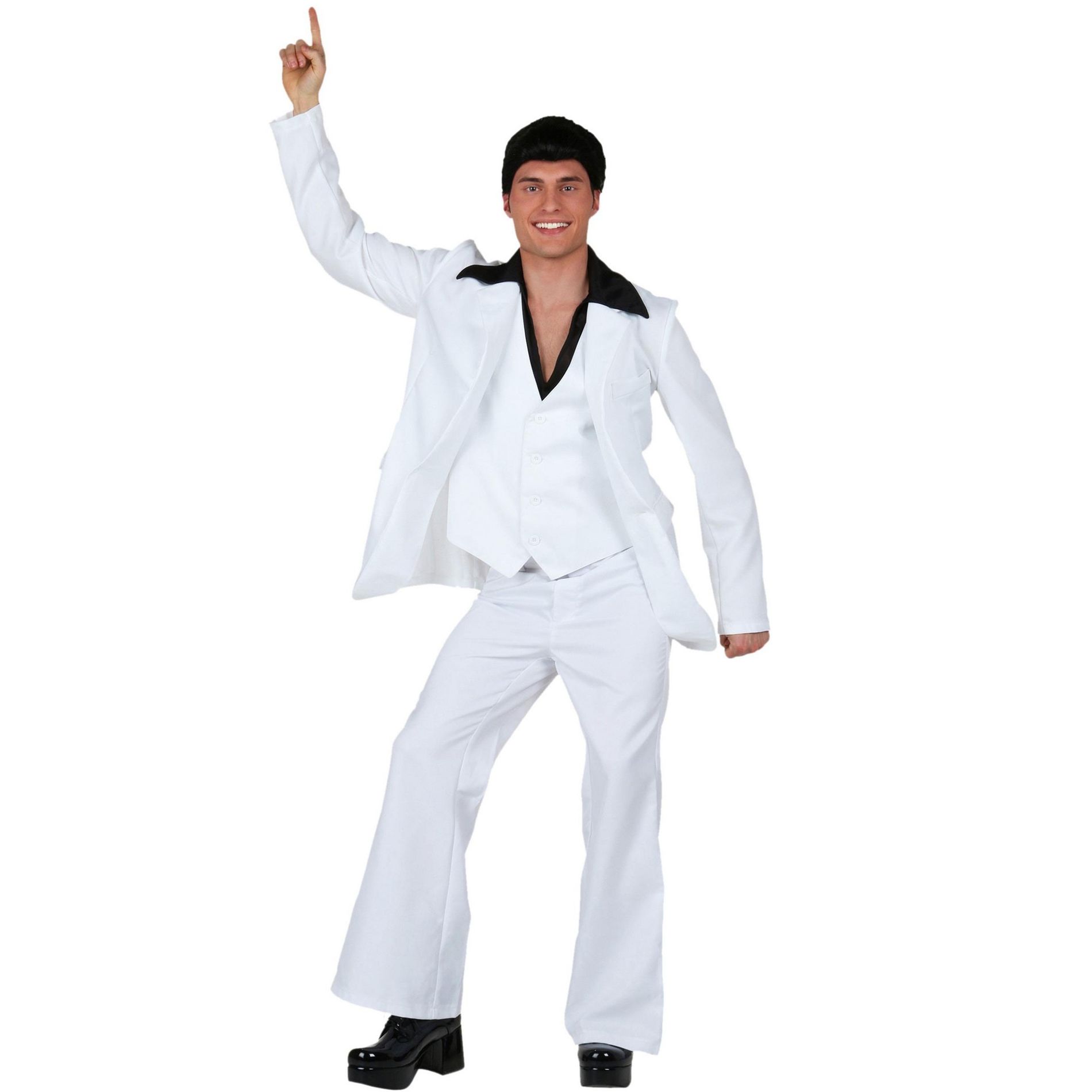 HalloweenCostumes.com 2X Men Men's Plus Size Deluxe Saturday Night Fever Halloween Costume, White/Black