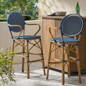 Osparple Set of 2 Outdoor Bar Stools,Outdoor Counter Bar Stools with Aluminum Frame and Wicker Style for Backyard,Garden - 1 of 4
