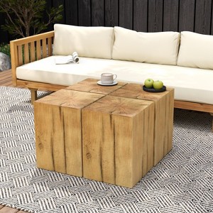 Christopher Knight Home Zata Modern Patio Square-Column Lightweight Concrete End Table - 1 of 4