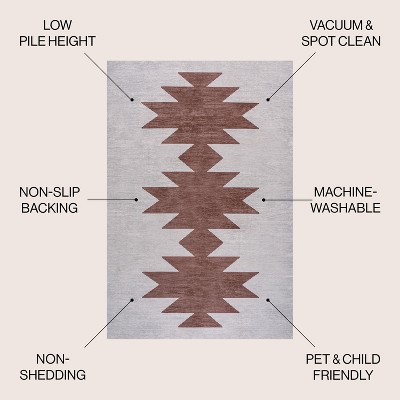 Gray and Brown Geometric Washable Synthetic 8' x 10' Area Rug