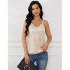 Womens Tank Tops Casual Fashion V Neck Strappy Sequin Sparkle Shimmer Camisole Sleeveless Tanks Tops - 3 of 4