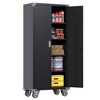 Aobabo 72 Inch Tall 2 Door Rolling Metal Storage Cabinet Organizer with 4 Adjustable Shelves and 2 Keys for Garages and Offices, Black (2 Pack) - 2 of 4