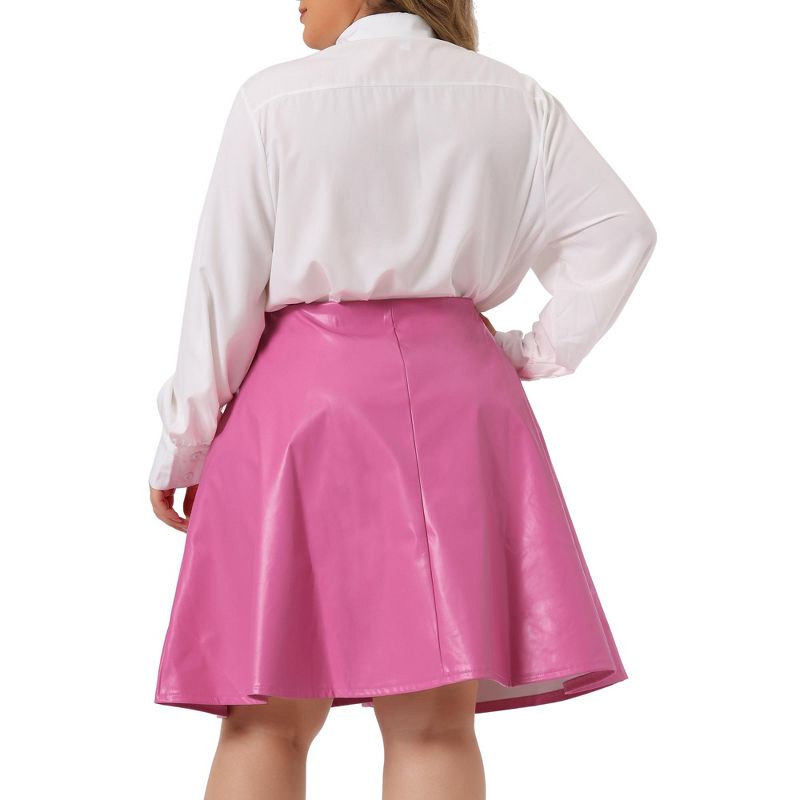 Agnes Orinda Women's Plus Size PU A-Line Versatile Flared Party Skirts, 4 of 6