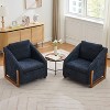 29"W Upholstered Accent Chair Arm Chair Accent Leisure Chair with Cushioned Seat and Backrest, Beige/Gray/Blue-ModernLuxe - 2 of 4