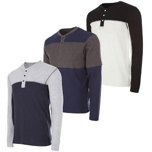 DARESAY Men's Thermal Crew Long Sleeve Henley Tops Base Layer Shirt, Pack of 3 - 1 of 4