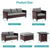 Sonkuki 7 Pieces Patio Sofa with Square Fire Pit Table and Ottomans, Wicker Conversation Couch, Sand Cushion - 3 of 4