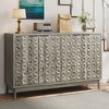 Lirago Vintage Sideboard Cabinet with Storage 55 Inch Large Accent Cabinet with 4 Doors Solid Wood Triangular Block Panels Brown - 3 of 4