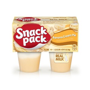 Snack Pack Banana Cream Pie Flavored Pudding, Lunchbox Snack, 3.25 oz Pudding Cups, 4 Count (Pack of 4) - 1 of 4
