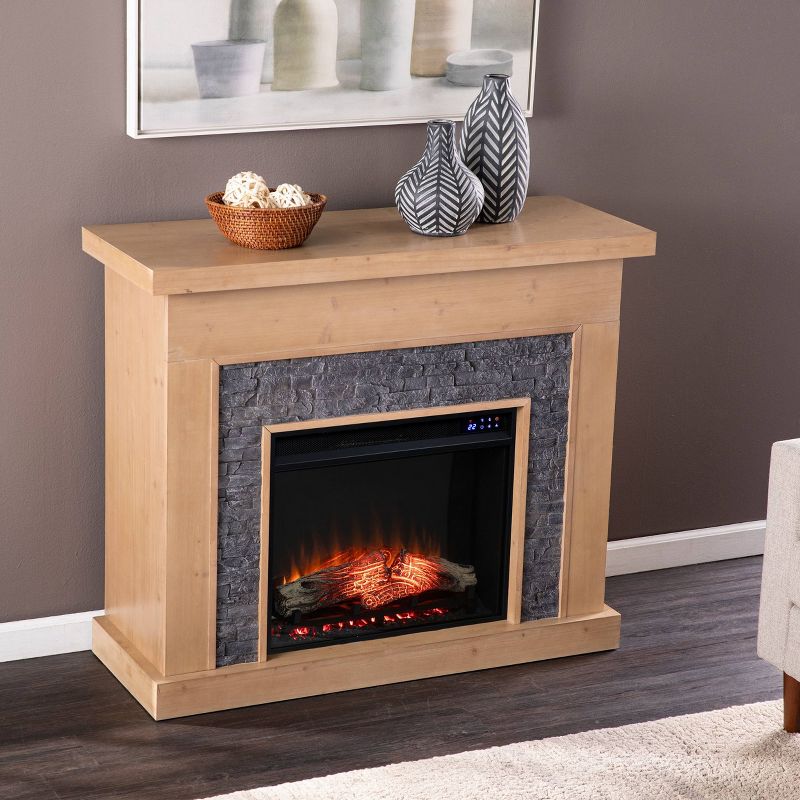 Cauls Fireplace with Faux Stone Surround Natural/Gray - Aiden Lane, 4 of 15