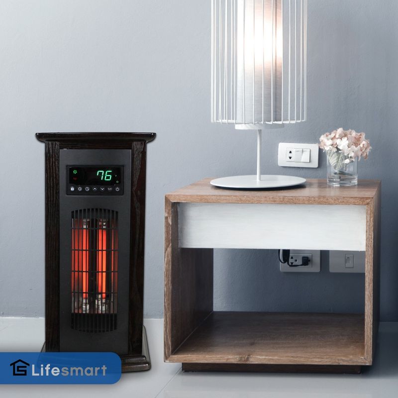 LifeSmart LifePro 1500W Infrared Quartz Indoor Home Tower Space Heater with Adjusting Temperatures and Remote Controls, Black (2 Pack), 5 of 7