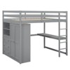 NicBex Full Size Loft Bed with Built-in Wardrobe Desk Storage Shelves and Drawers Gray - 2 of 4