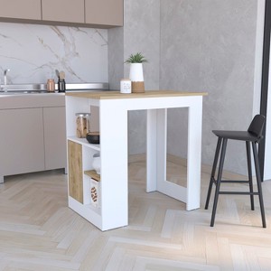 Gulches Stirling Kitchen Island with 1-Door Cabinet, Push-to-Open System, and Side Shelves ¨C Versatile and Stylish Kitchen Solution - 1 of 4