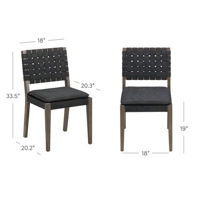 Cohen Black Faux Leather and Wood Upholstered Side Chair Set
